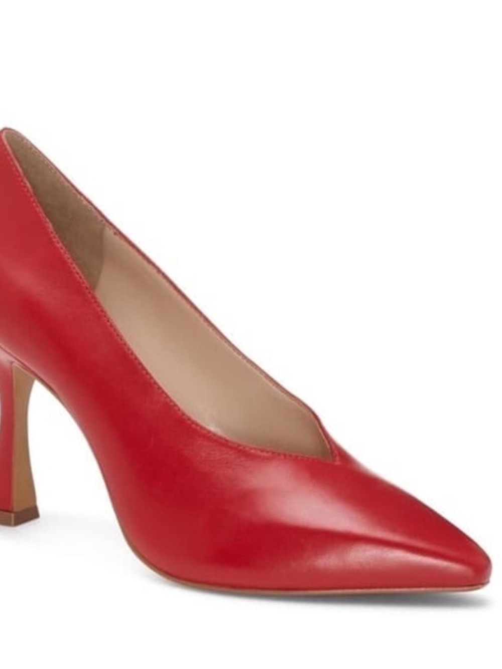 Vince Camuto Red Leather Pointed Toe Pumps Size 8M Sculptural Heel